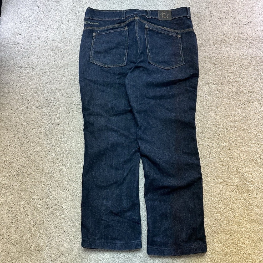 Origin Factory Jeans Dark Blue Straight Heavy Stretch Denim USA Made 34x28